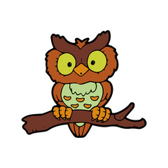 Owl cartoon illustration isolated on white background for children color book