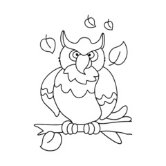 Owl cartoon illustration isolated on white background for children color book