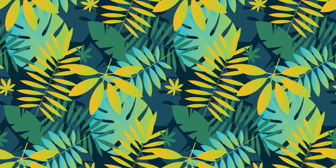 Green vibrant tropical leaves seamless pattern © galyna_p