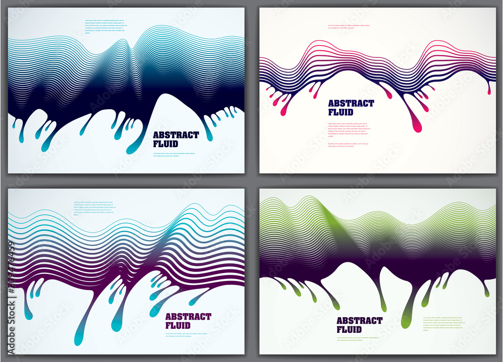 Aufkleber wave lines fluid vector abstract backgrounds set. 3d dynamic stripes motion art. lined texture, dyna