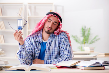 Arab student preparing for university exams