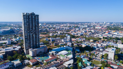 Fototapeta na wymiar December 2017. Aerial view of Khonkaen city in the morning.
