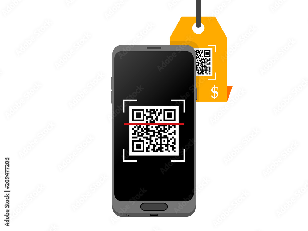 Poster qr scan on price tag vector icon