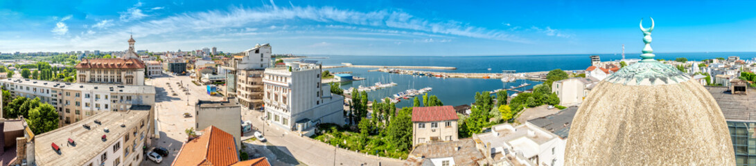 Aerial panorama of the old town in Constanta, Romania. Constanta, founded as a colony almost 2600...