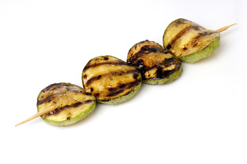 zucchini grilled on a grill on a spit