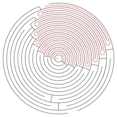 Black round maze with help