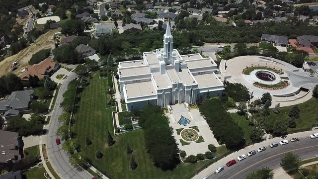 Aerial LDS Mormon Temple Bountiful. The Church of Jesus Christ of Latter-day Saints, LDS or Mormon Church. HQ in Salt Lake City, Utah. International Christian religion. Membership of over 17 million.