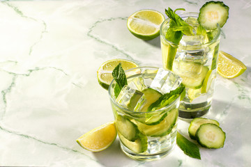 Fresh cucumber water with lime