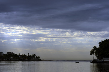 Landscape of river mouth and the sea
