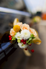 flowers on the car handle