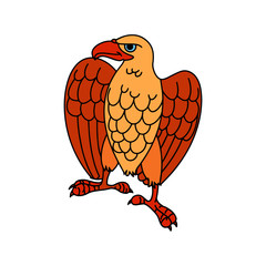 Eagle cartoon illustration isolated on white background for children color book