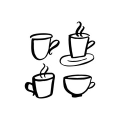 Set of handdrawn cups card. Perfect design for greeting cards, posters, T-shirts, banners, print invitations.
