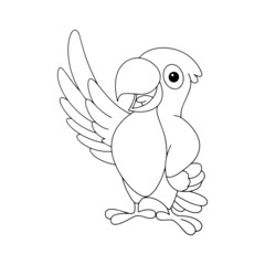 Parrot cartoon illustration isolated on white background for children color book
