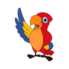 Parrot cartoon illustration isolated on white background for children color book
