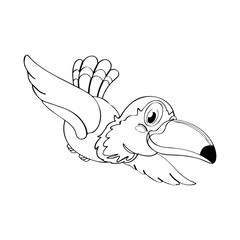 Parrot cartoon illustration isolated on white background for children color book
