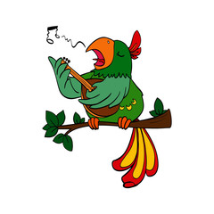 Parrot cartoon illustration isolated on white background for children color book