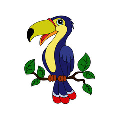 Parrot cartoon illustration isolated on white background for children color book