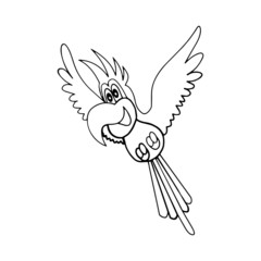 Parrot cartoon illustration isolated on white background for children color book