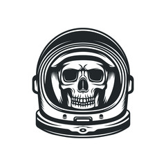 Dead astronaut. Skull in spacesuit