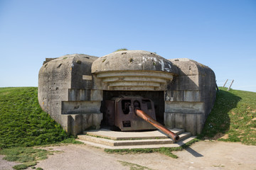Remains of the German naval artillery battery at Longues Sur Mer in Normandy, located between the...