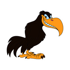 Crow cartoon illustration isolated on white background for children color book