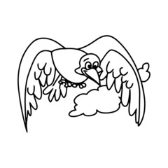 Crow cartoon illustration isolated on white background for children color book