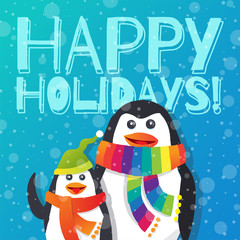 Big Penguin & Little Penguin Celebrating Christmas