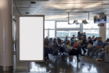 Blank billboard mock up in an airport