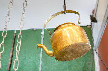Shiny copper teapot