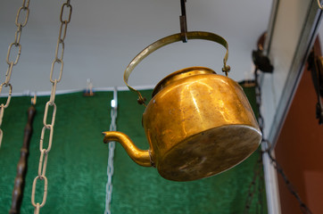 Shiny copper teapot