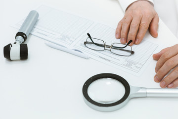 Dermatoscope lying on the table