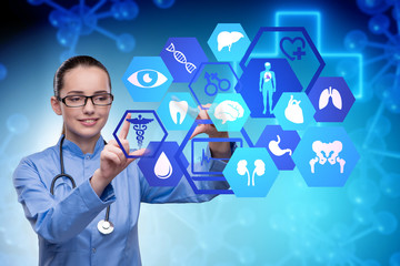 Woman doctor in telemedicine futuristic concept