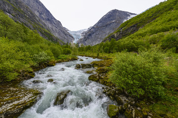 Fototapeta na wymiar Glacier Briksdal in national park, Norway
