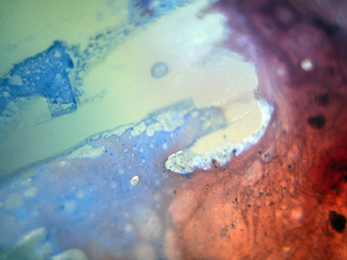 the chemical reaction of the paint with water