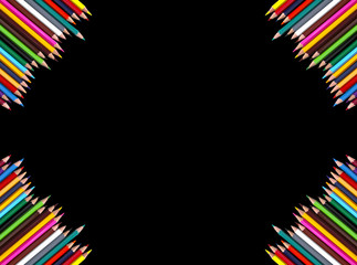 Back to School background. Colored pencils.