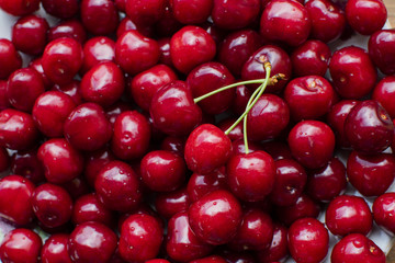 Red cherries background.