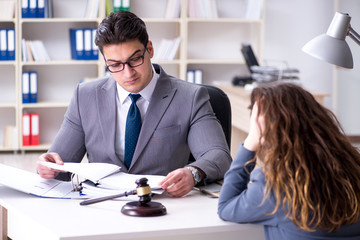 Lawyer discussing legal case with client