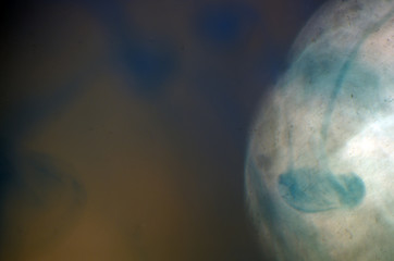 the chemical reaction of the paint with water