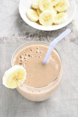 Banana smoothie in glass