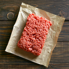 Minced meat on paper
