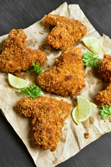 Breaded chicken wings, top view