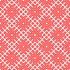 Traditional ethnic Russian and slavic ornament.DISABLING LAYER, you can obtain seamless pattern.The pattern is filled with red circles.