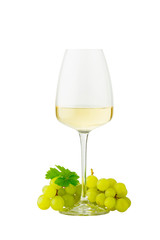 White wine on white background.
