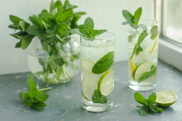 mint fresh green food drink ice water cold black lemonade lime cocktail