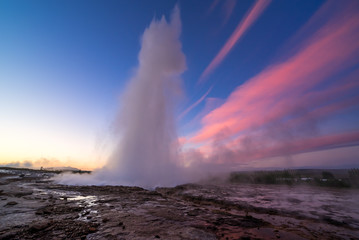 Strokkur geyser eruption in Iceland