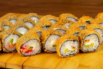 Delicious tempura sushi set