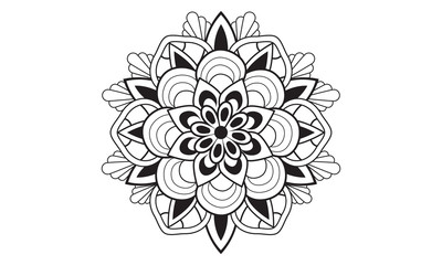 Floral black and white mandala 