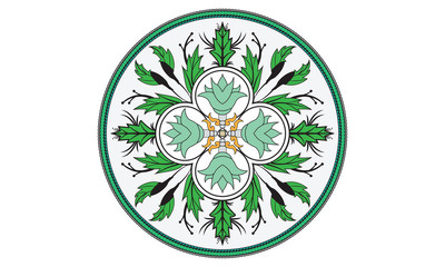 Colorful minimal mandala with leaves