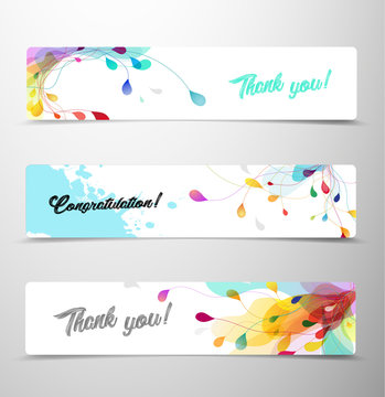 Abstract colored flower background with Thank you and Congratulation text.