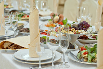delicious dishes on the table in the restaurant